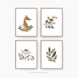 Boho Nursery prints, Earth Neutral Wall art, Printable Nursery Art,Forest Woodland,Boho Kids Room Decor,Organic Wall art,Set of 4 printables