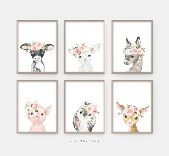 Baby Girl Shower Gift Farm Animals Print Printable Animals Etsy
