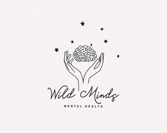 Mental Health Brain Logo: Therapist Counseling Design (Digital File)