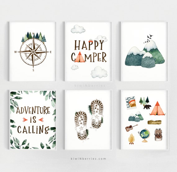 Camping Prints, Outdoor Boys Wall Art, Camp Posters, Adventurer