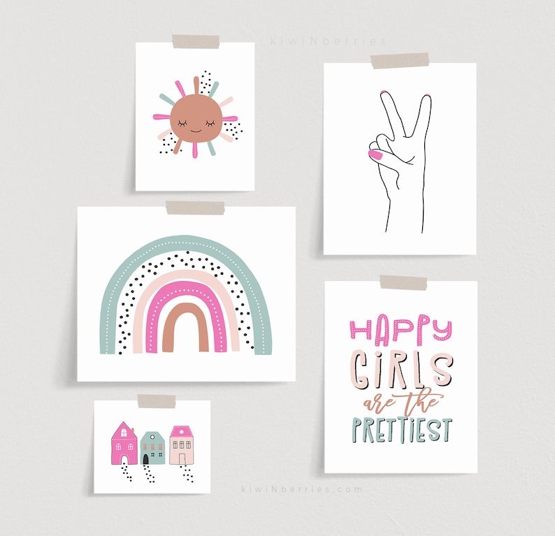 Fun Rainbow Print Rainbow Poster for Kids Baby Girl Nursery | Etsy