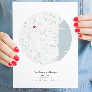 Impressão de mapa personalizado, presente de lembrança de local de localização, ideia de presente para casais, arte de parede digital imprimível, mapa personalizado, casais casados e noivos