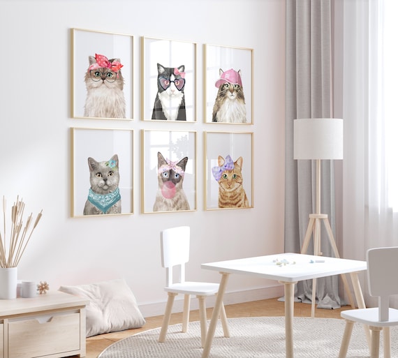 Personality Cats Nursery Print: Girls Room Decor (Digital Download)