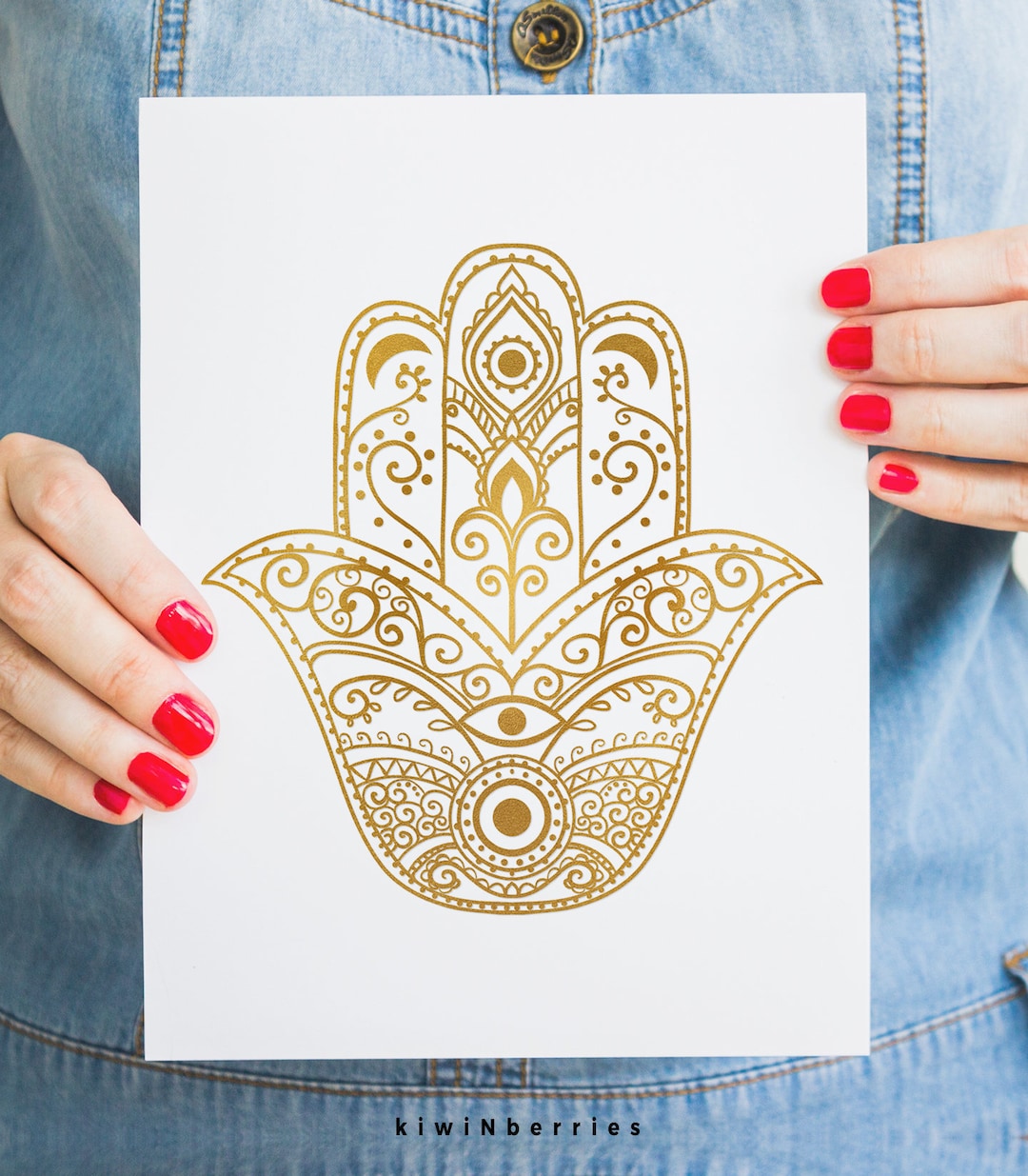 Hamsa Hand Print - Gold Hamsa Hand Poster - 11x14 Hamsa Hand Print ...