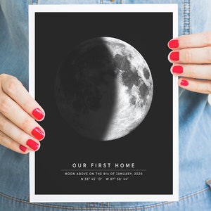 Personalized gift BLACK, Custom moon print, Personalized moon phase print, Keepsake gift,Moon by date, Printable wedding gift, Moon Phase