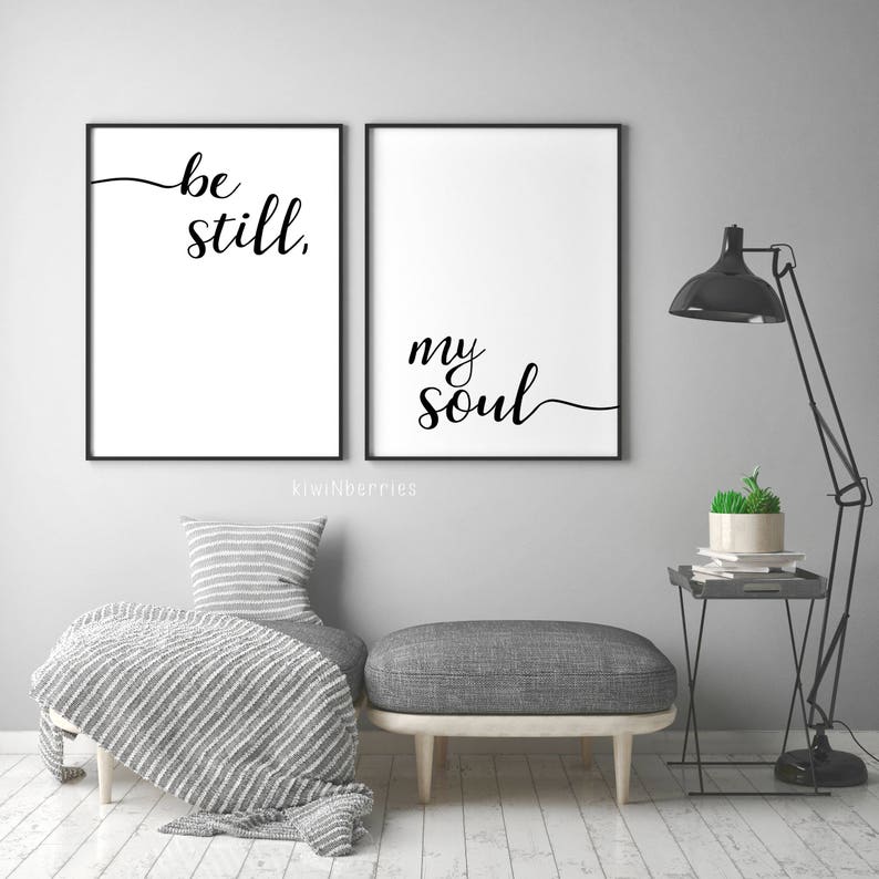 Be Still My Soul Print Be Still My Soul Poster Be still my soul printable Monochrome Typography Text poster Black and white zdjęcie 3