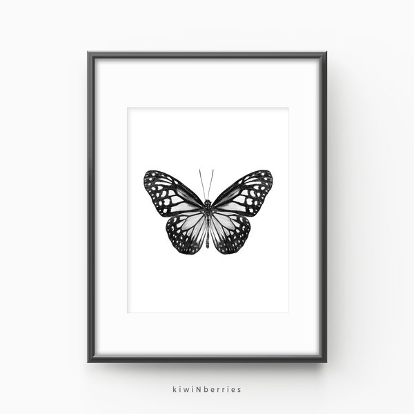 Butterfly printable - Monochrome decor - Minimalist home - Black and white wall art - Butterflies printable - Monochrome art prints