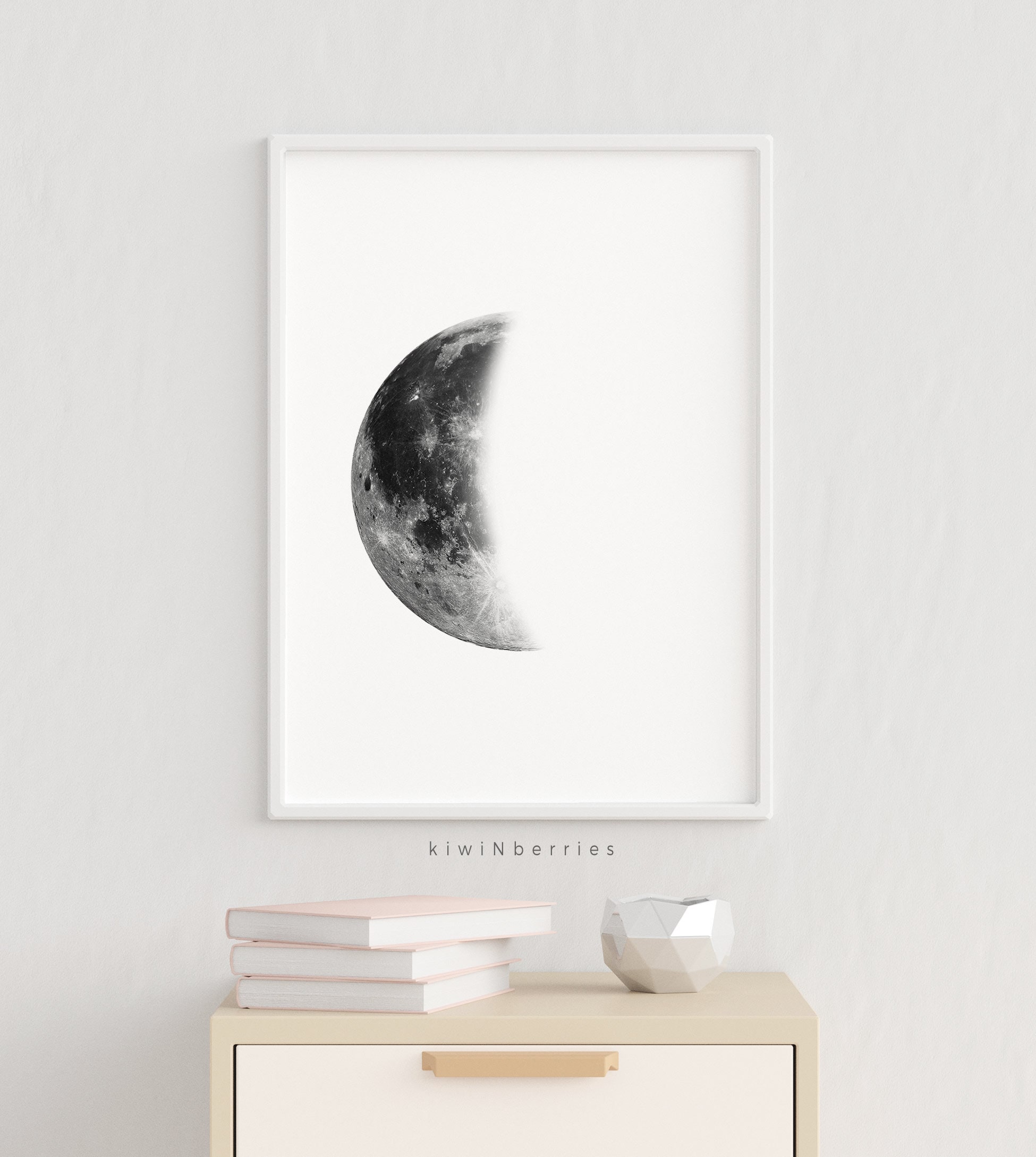 Lunar Phases Print Set of 5 Moon Phases Printable Moon | Etsy