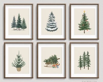Christmas Tree Print Set: Farmhouse Holiday Wall Art (Digital Download)