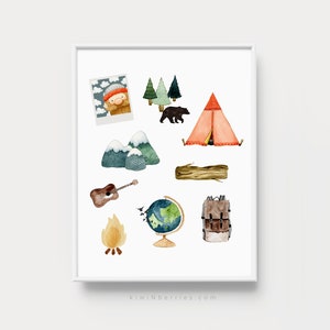 Camping Drucke, Outdoor Jungen Wandkunst, Camp Poster, Abenteurer Jungen, Jungen druckbare Kunst, Outdoor Kinder Kunst, Happy Camper Druck, Camping Kunst Bild 6