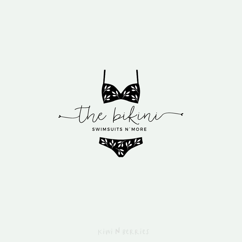 Bikini logo - Swimsuit logo design - swimsuit shop logo - Premade logo -  Affordable logo - Cute logo design - Turquoise and coral pink