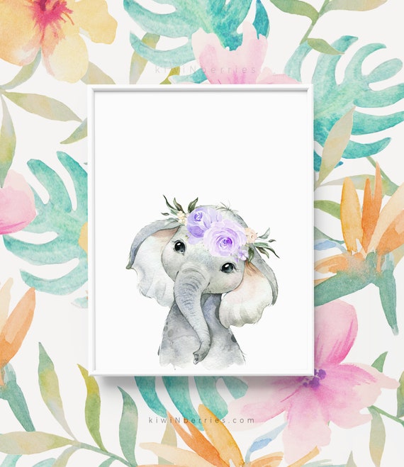 Elephant Print Sweet Elephant Printable Nursery Decor | Etsy