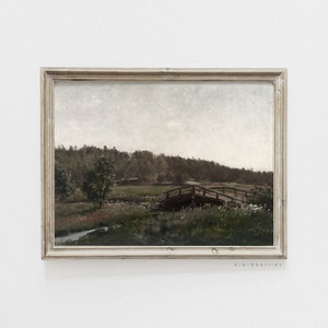 Country River Print, Muted Tones, Vintage Country Painting, Landscape Digital Art, Rustic Country Print, Downloadable Printable Poster