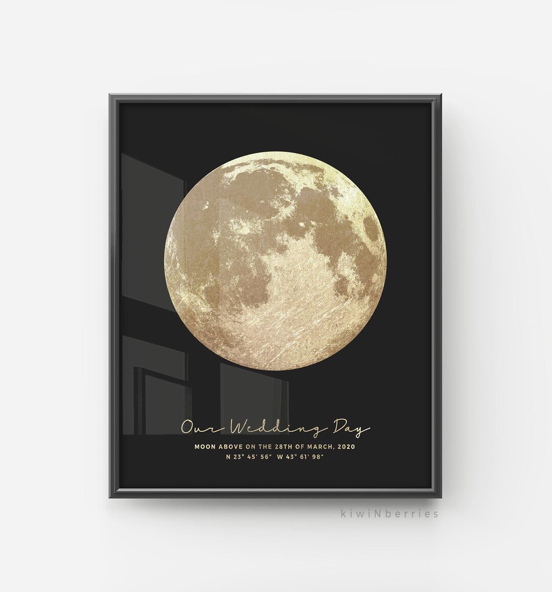 Personalized Moon Phase Print: Black and Gold Celestial Art (digital ...