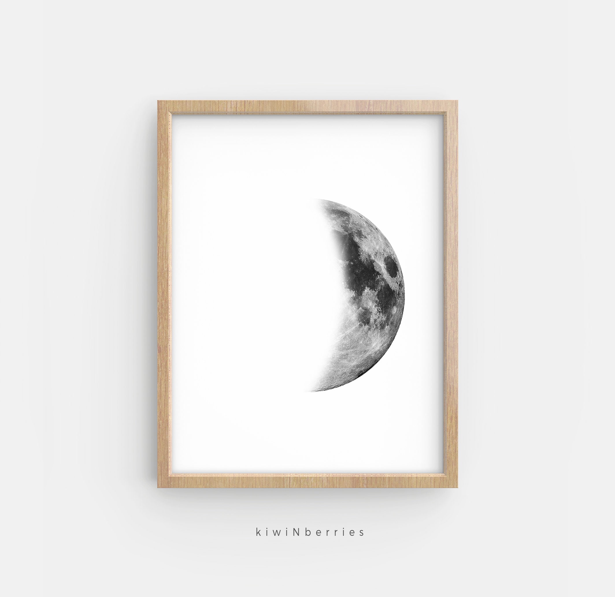 Lunar Phases Print Set of 5 Moon Phases Printable Moon | Etsy