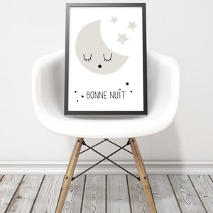 Bonjour and Bonne Nuit Print Set Nursery Prints Babys Room Decor Sun ...