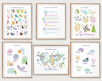 Playroom decor, Educational prints, Playroom wall art,Printable art for kids,Alphabet Shapes,Educational posters,Educational prints for kids