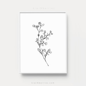 Minimalistisches Dekor, Line Plant Botanik Druck, Bleistift Blatt Zeichnungen, Kontur botanische Kunst, Botanische Drucke, Minimalistische Drucke, Schwarz und Weiß