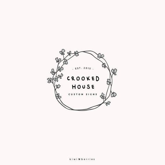 Botanical Line Art Logo: Farmhouse Floral Vine (Premade Logo)