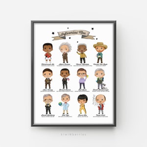 Inspirational Men print, Educational Wall Art, Influential Men in History, Male leaders in the world, Boys Room Decor, Prints for Kids
