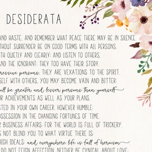 Desiderata print Max Ehrmann poem Desiderata poster Desiderata printable Literature Print 11x14 16x20, Desiderata art print image 2