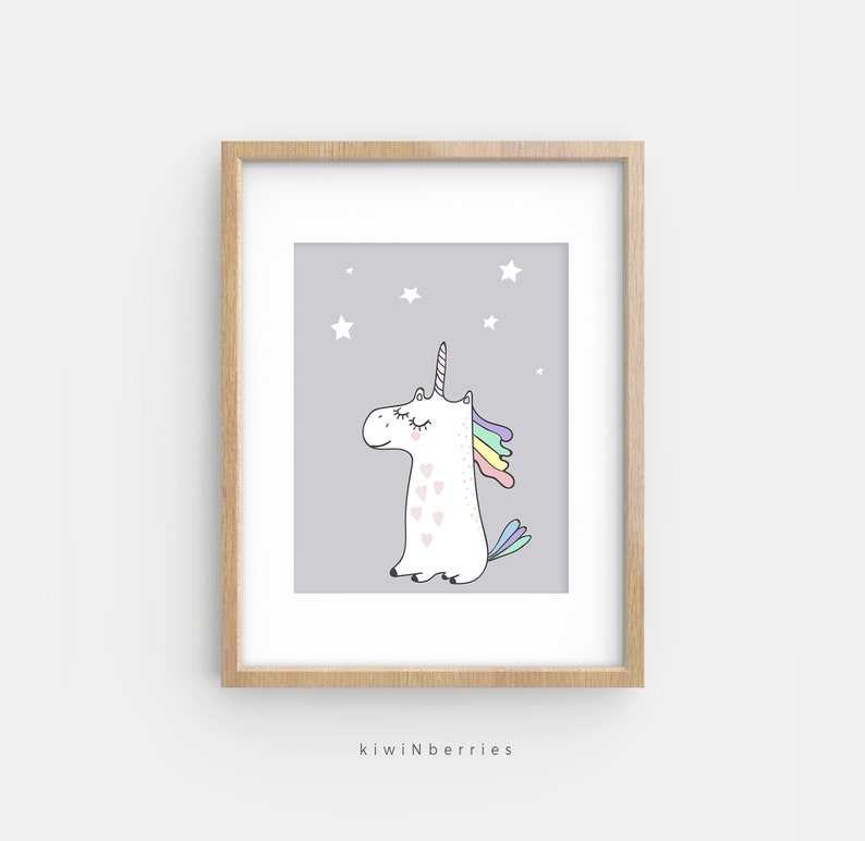 Set of 4 unicorn prints Unicorn wall art set Girls nursery Etsy