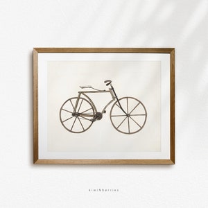 Vintage Fahrrad Druck, Antikes Objekt Zeichnung, Altes Fahrrad Poster, herunterladbare Kunst, Antikes Fahrrad druck, Geschenk für ihn, Wohnung Dekor