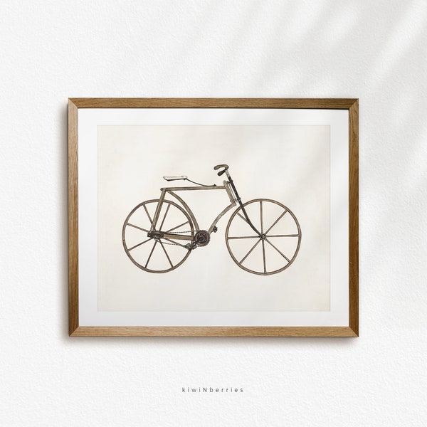 Vintage Bicycle print, Antique Object Drawing, Old Bicycle Poster, Downloadable art, Antique Bicycle print, Gift for him, Apartment decor