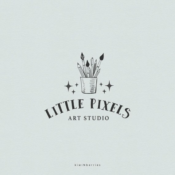 Artist Logo Design - Paint Brushes and Pencils Logo - Peach