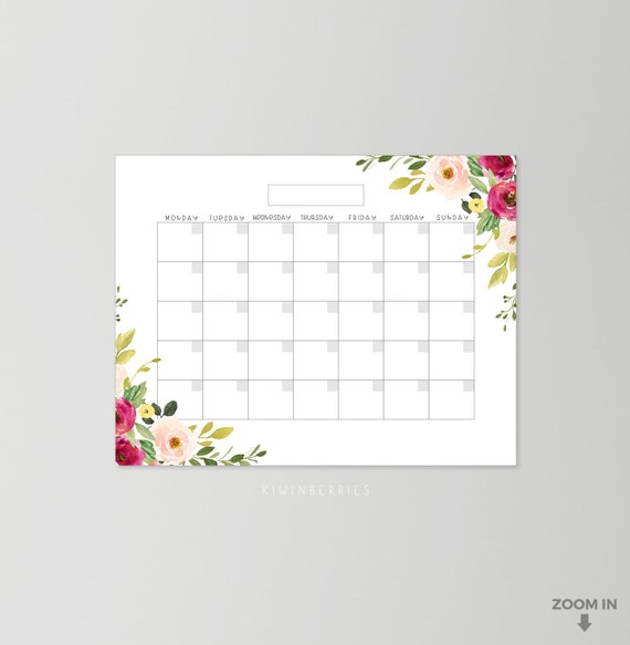 Monthly Planner Printable Floral Planner Monthly Plan Etsy