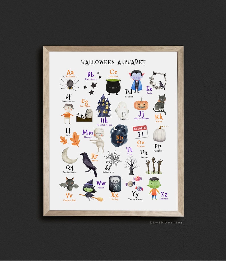 Halloween Alphabet Print: Spooky ABC Wall Art (digital Download) - Etsy
