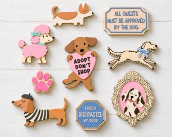 Dog Laser Cut Files Bundle SVG, 9 Layered Wood Designs, Cutting Dog Signs, Puppy wooden decor, Glowforge xTool, DIY paint kit