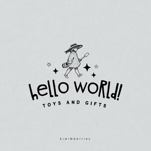 Logotipo de tienda para niños, marca para tienda para niños, logotipo divertido y lúdico, logotipo prediseñado para niña en la playa, decoración del hogar, logotipo personalizado prediseñado