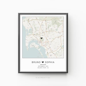 Custom Map Print, Engagement Gift, Custom City Map,personalized Map ...
