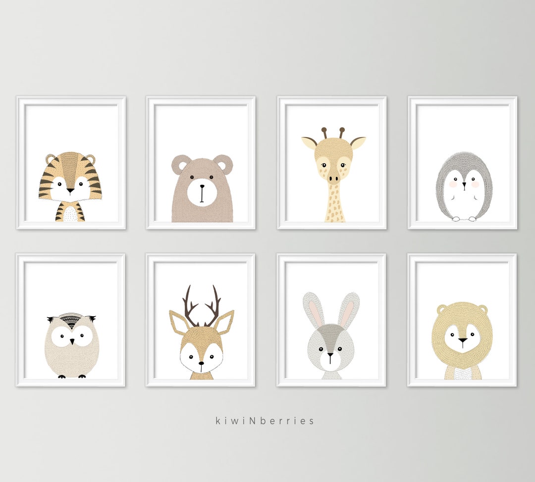 Neutral Nursery Decor - Cute Nursery Wall Art - Nursery Art Set - Baby Boy Nursery Art ...