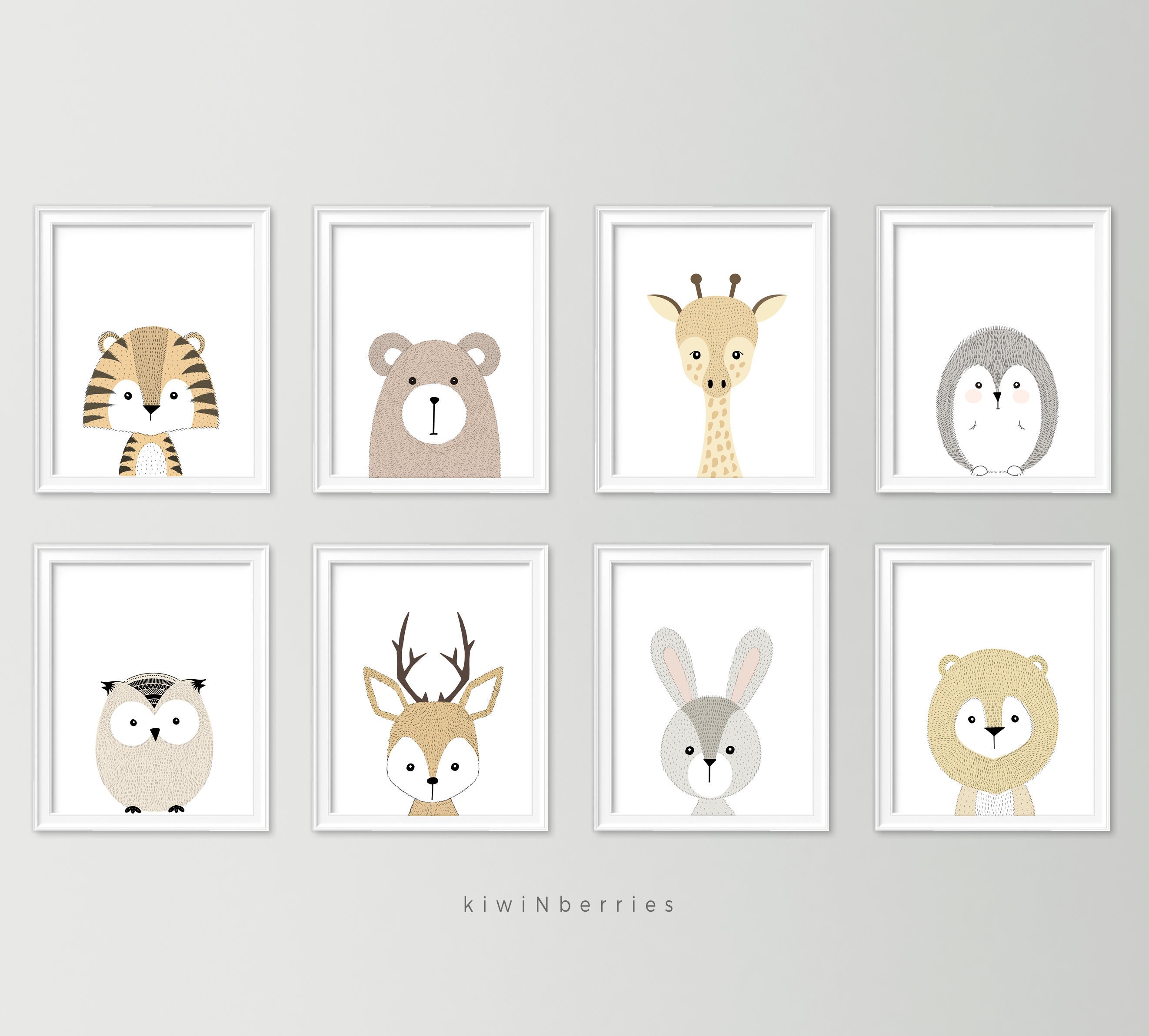 Neutral Nursery Decor Cute Nursery Wall Art Nursery Art Set Baby