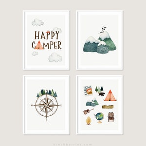 Camping Drucke, Outdoor Jungen Wandkunst, Camp Poster, Abenteurer Jungen, Jungen druckbare Kunst, Outdoor Kinder Kunst, Happy Camper Druck, Camping Kunst Bild 5