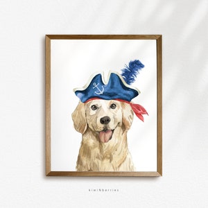 Pirate Dog Print, Boy's room Wall art, Cool Hipster Dog prints, Dog Poster Art, Dog dressed as pirates, Dog printables, Toddler boy gift