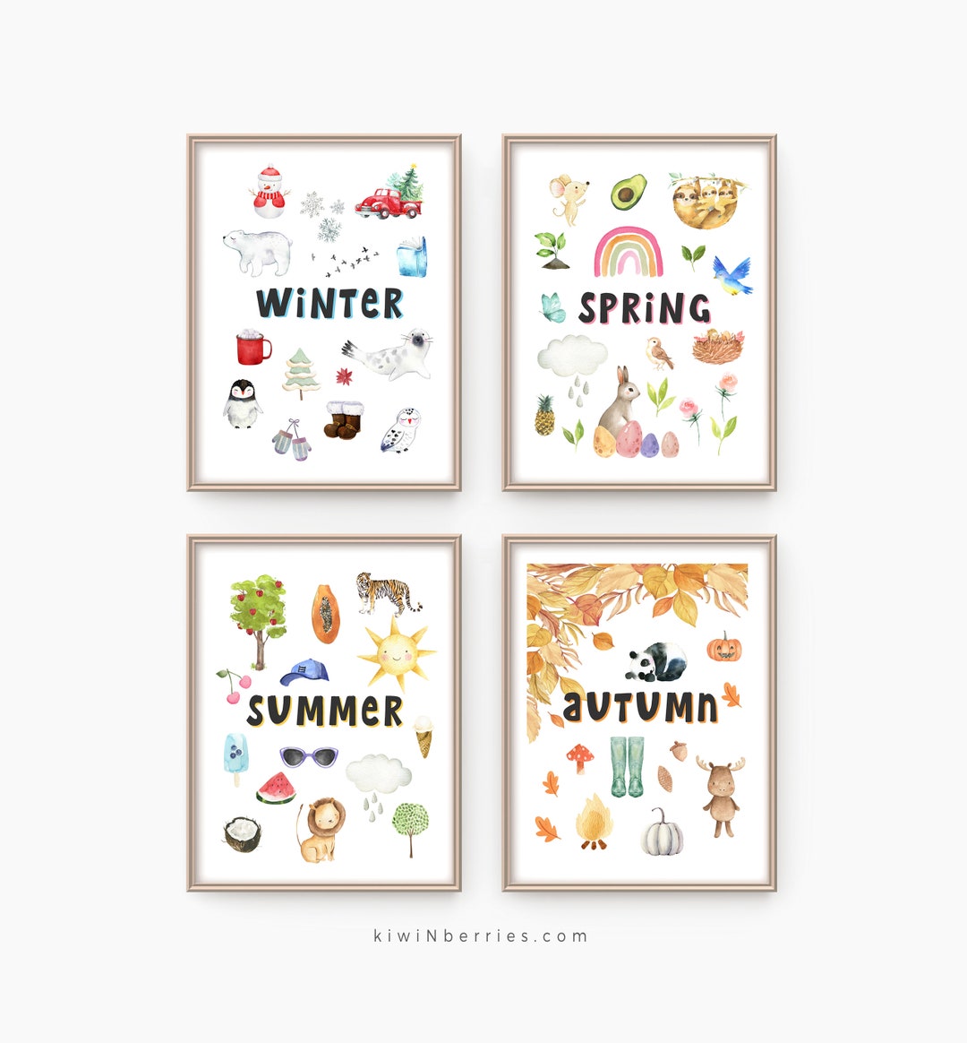 Seasons of the Year Print, Educational Fun Prints, Printable Wall Art ...