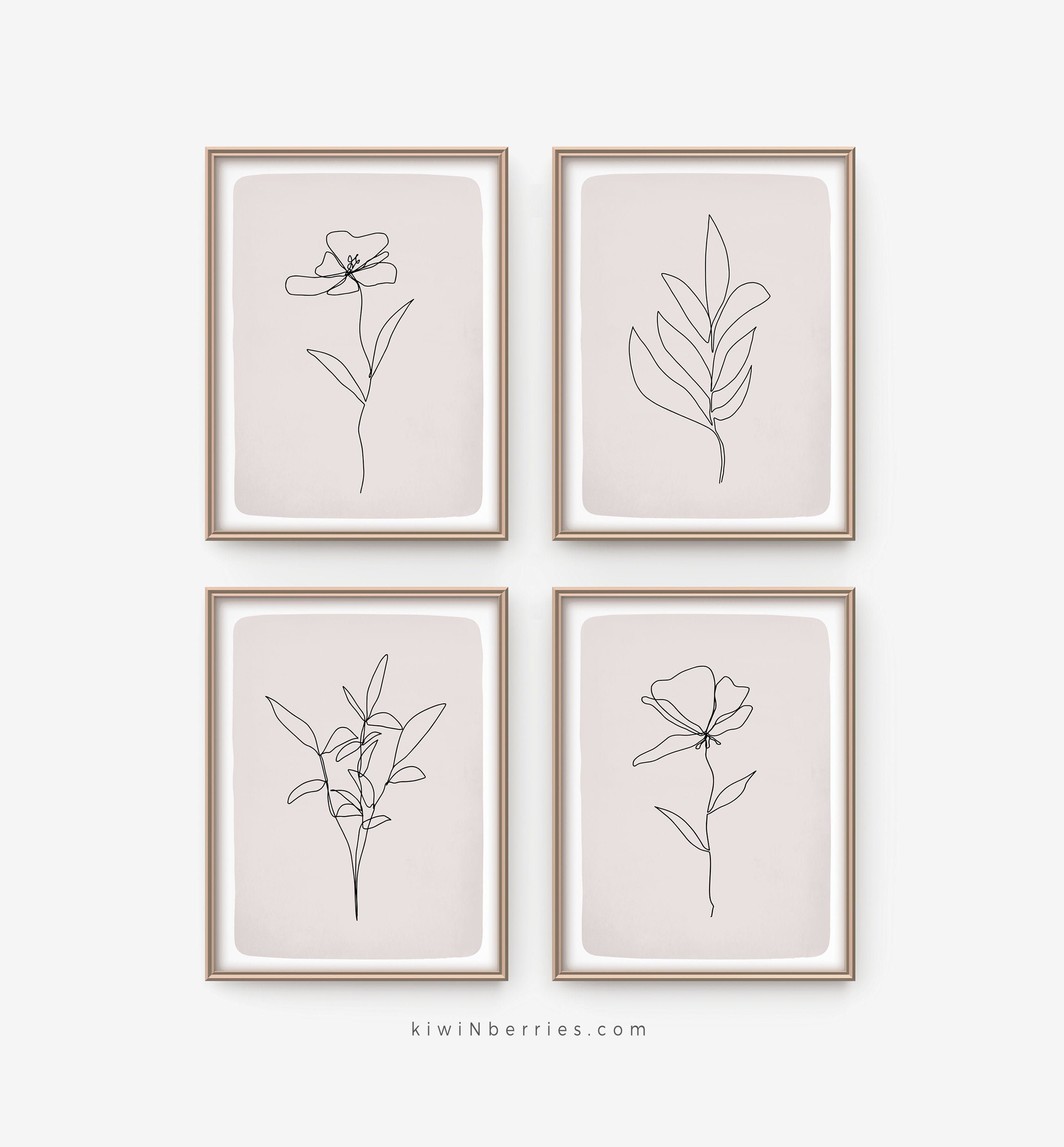 Line Art Prints Botanical Line Art Botanical Prints Blush | Etsy