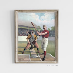 Antique Baseball Painting, Digital Decorations for Boys Room, Baseball Game Vintage, Baseball Painting Poster, Old Sport Game