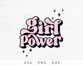 Retro Girl Power SVG: Grl Pwr Cut File, PNG Clipart