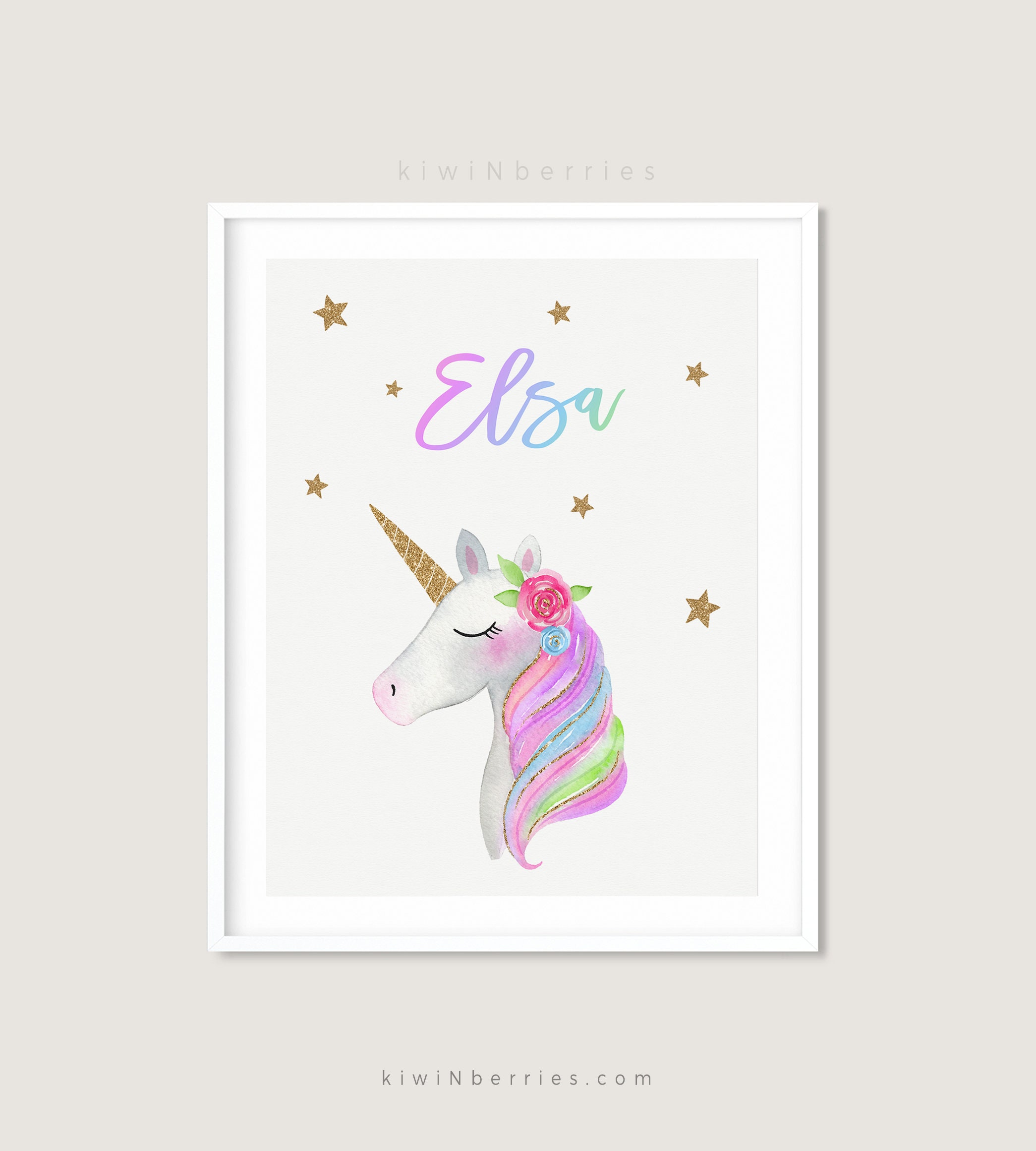 Personalized Unicorn Wall Art Unicorn Name Print Custom | Etsy