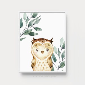 Stampa ad acquerello gufo - Arte murale nursery - Arte carina per bambina - Nursery nursery - Nursery wall art - Decorazione baby room - Baby shower