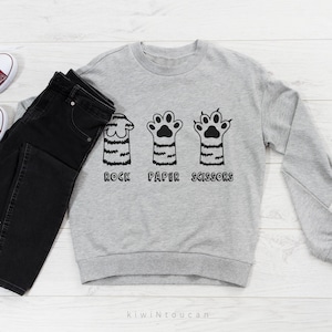 Piedra, papel o tijera SVG, lindo y divertido gato SVG, pata de gato divertida, silueta de Cricut para uso comercial, diseño de camiseta para niños, ropa para niños SVG