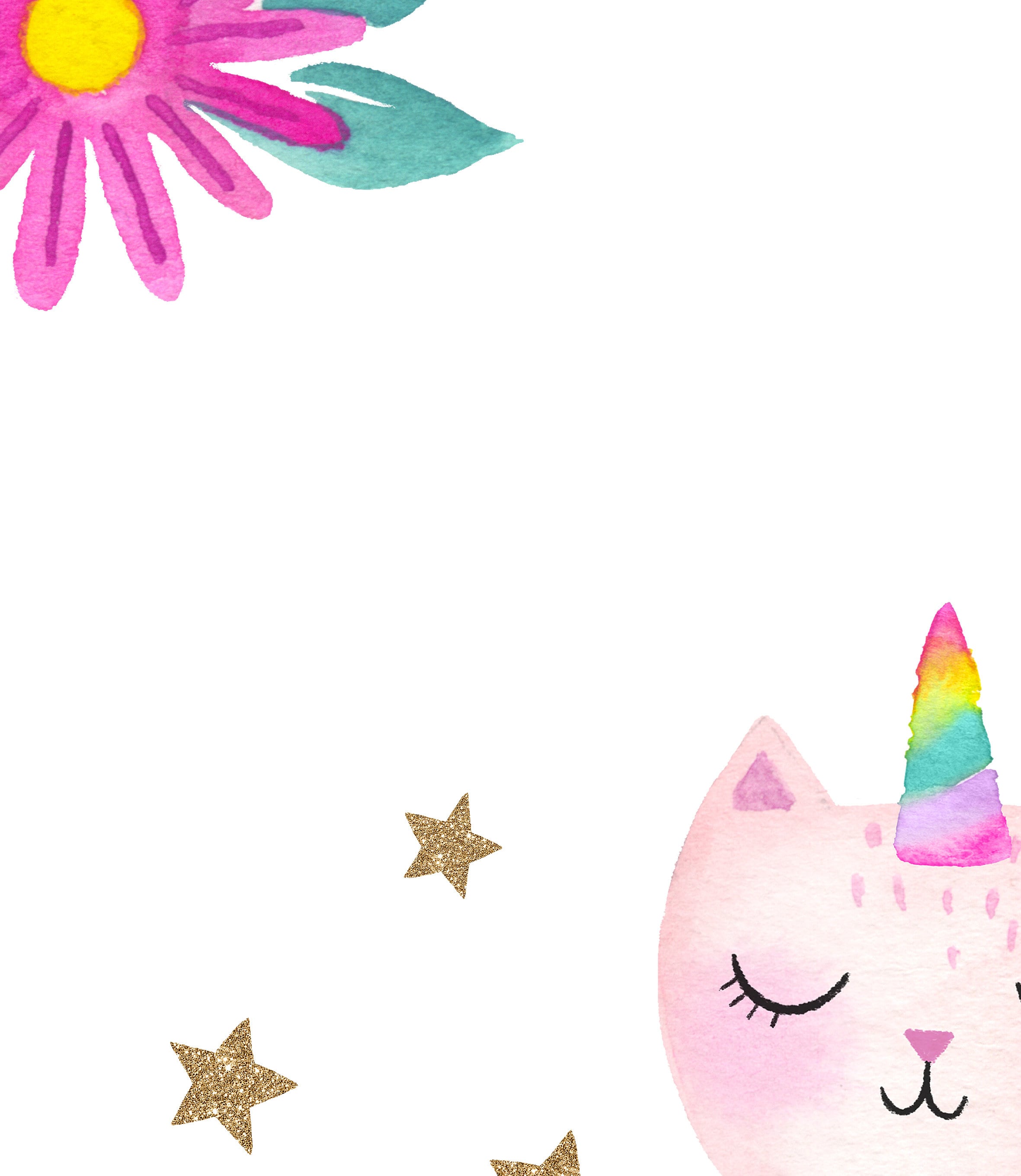 Cat Unicorn Print Girl's Wall Art Printable Unicorn Wall | Etsy