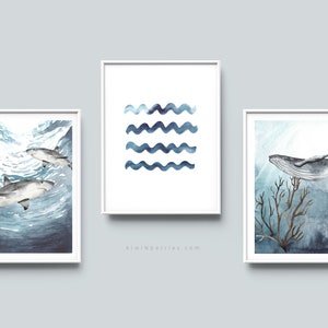 Ocean Nursery Prints: Under the Sea Animals, Set of 3 (Digital Printable Poster)