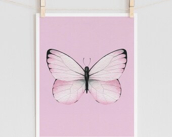 Pink Butterfly Wall Art: Printable Insect Poster (Digital Download)