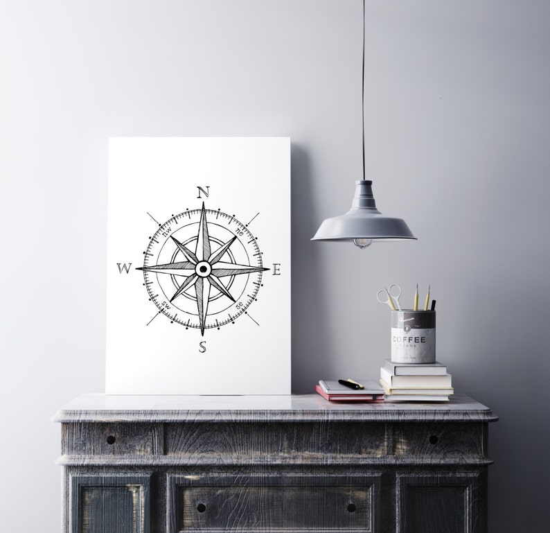 Compass Print Simple Compass Print Printable Men Gift Etsy