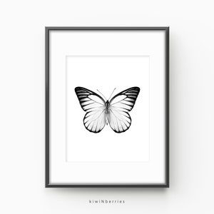 Butterfly printable - Monochrome decor - Minimalist home - Black and white wall art - Butterflies printable - Monochrome art prints